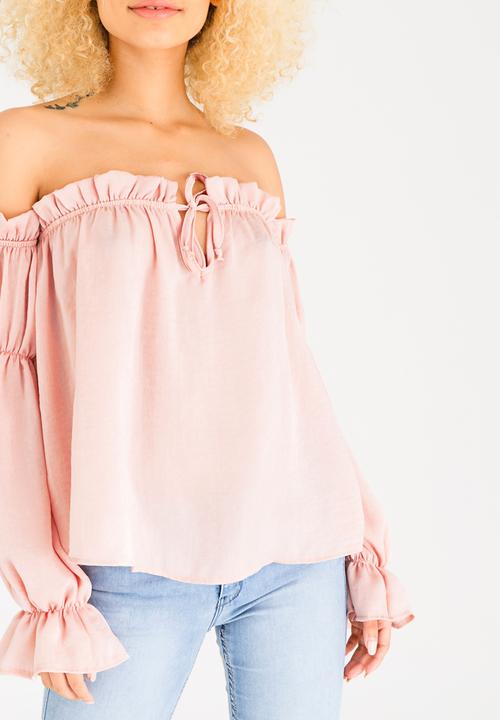 STYLE REPUBLIC - Bardot Blouse Pale Pink