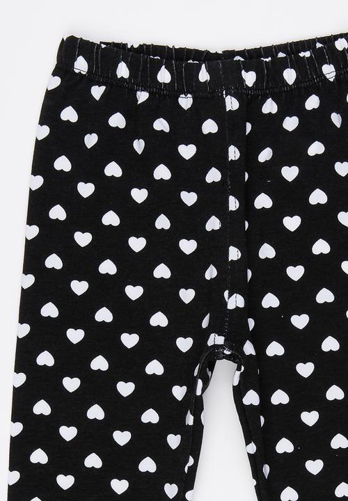 Pop Candy - Heart Printed Leggings Black