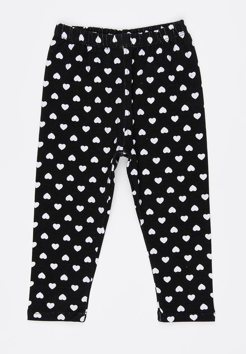 Pop Candy - Heart Printed Leggings Black