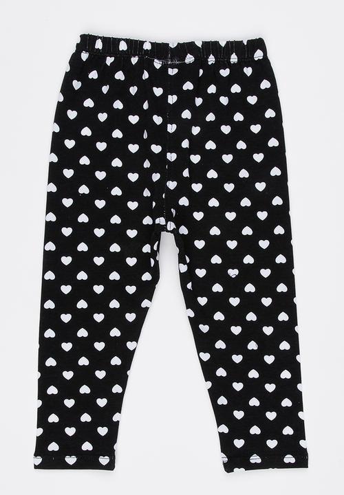 Pop Candy - Heart Printed Leggings Black