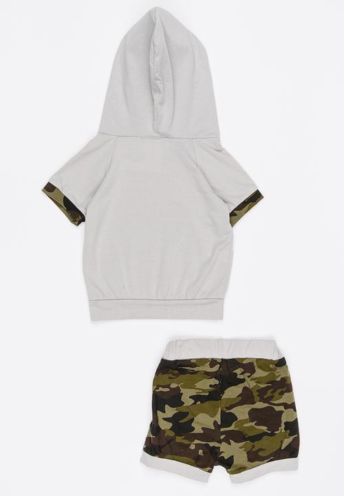 Pop Candy - Hoodie and Short Set Khaki Green