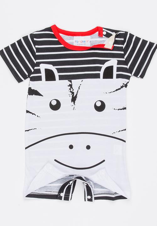 Pop Candy - Zebra Romper Black and White