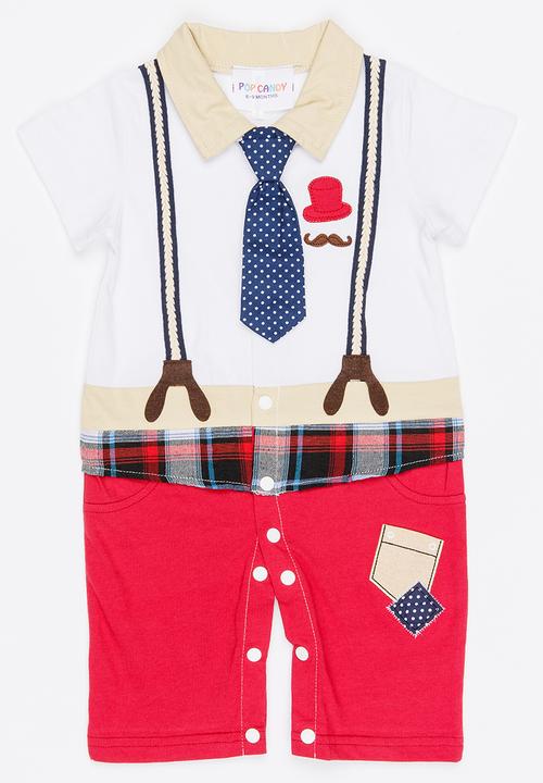 Pop Candy - Dungaree Romper Red