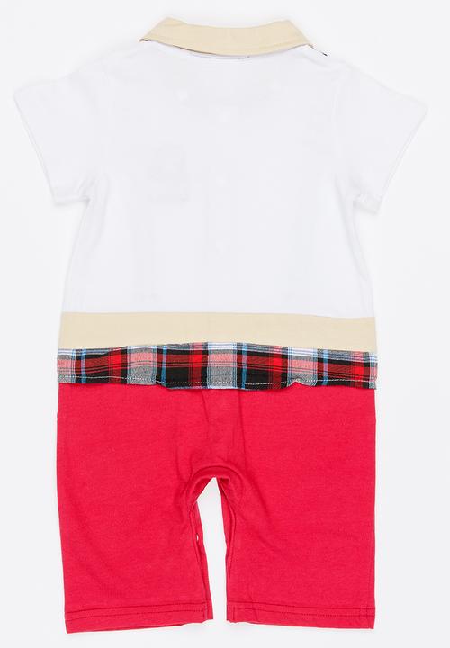 Pop Candy - Dungaree Romper Red