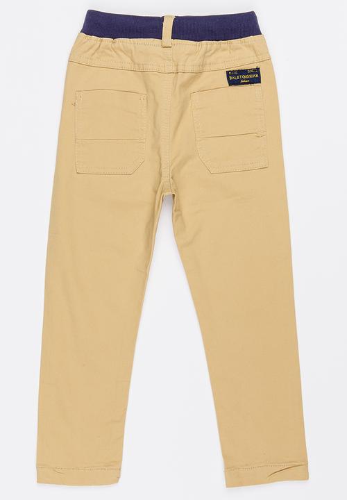 Pop Candy - Ribbed Chino Pants Beige
