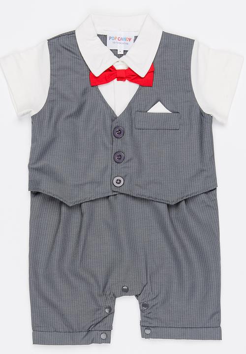 Pop Candy - Tuxedo Romper Grey