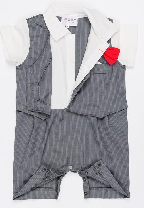 Pop Candy - Tuxedo Romper Grey