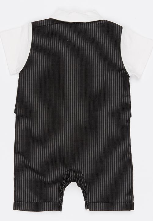 Pop Candy - Tuexedo Romper Black
