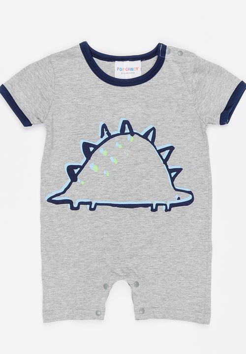 Pop Candy - Dino Romper Grey
