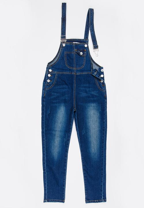 Pop Candy - Dungaree Jeans Dark Blue