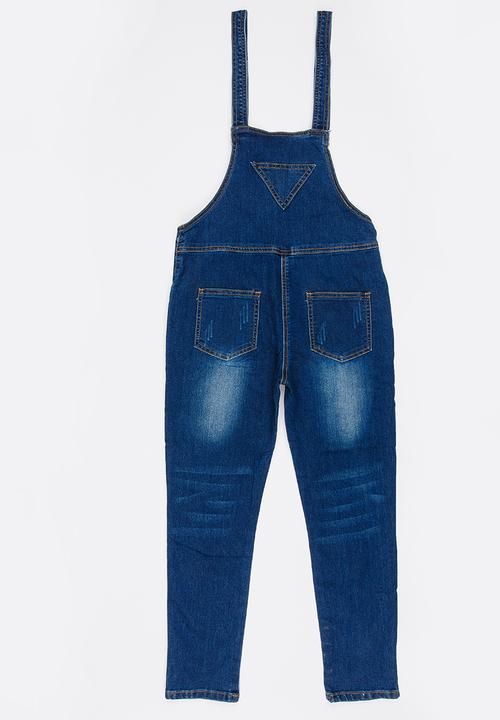 Pop Candy - Dungaree Jeans Dark Blue