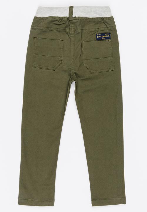 Pop Candy - Ribbed Chino Pants Khaki Green