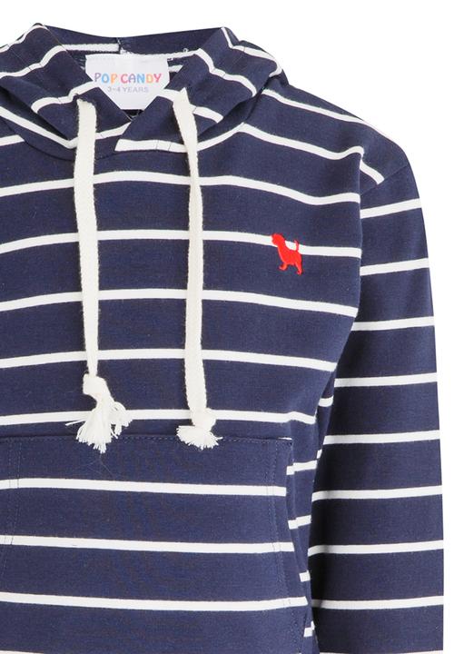 Pop Candy - Striped Hoodie Navy