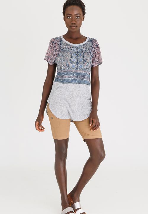 JEEP - Linen-Look Fashion Top With Print Grey