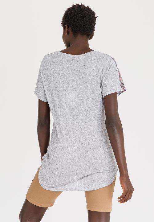 JEEP - Linen-Look Fashion Top With Print Grey