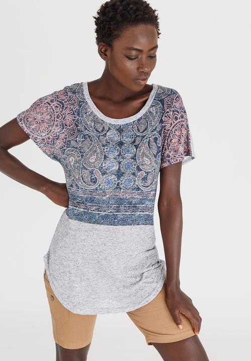 JEEP - Linen-Look Fashion Top With Print Grey