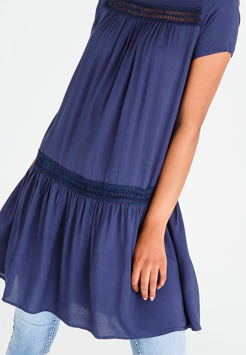 CRAVE - Tunic with Crochet Detail Navy