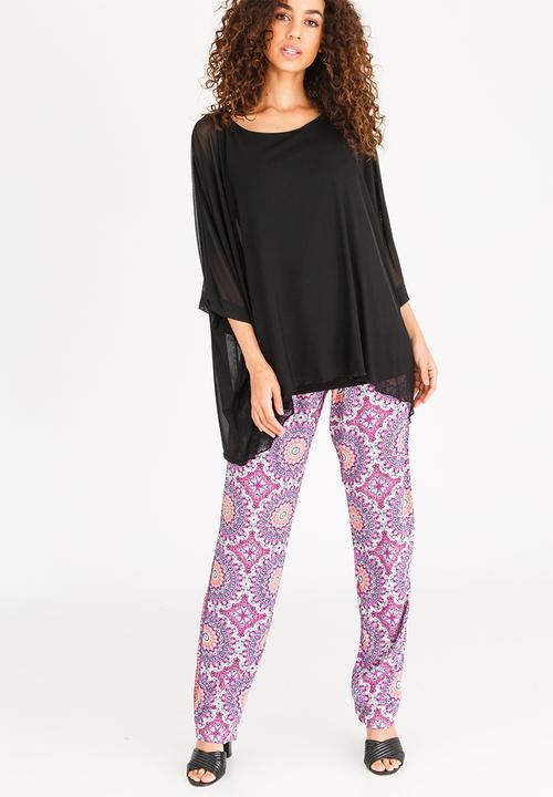 Slick - Sacha Mesh Overlay Top Multi-colour
