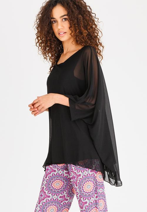 Slick - Sacha Mesh Overlay Top Multi-colour