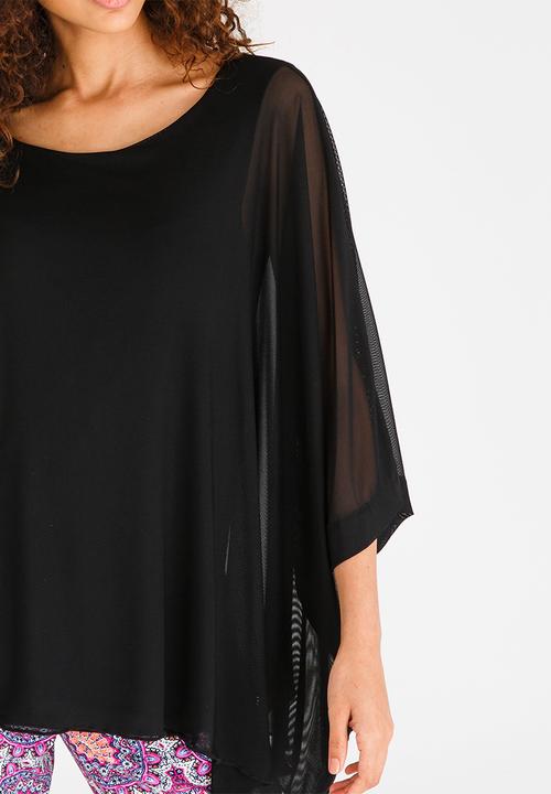 Slick - Sacha Mesh Overlay Top Multi-colour