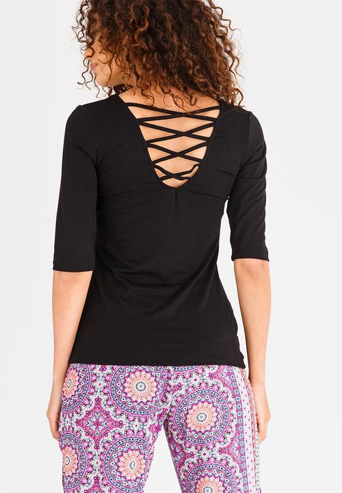 Slick - Natalie Criss-cross Back Top Black
