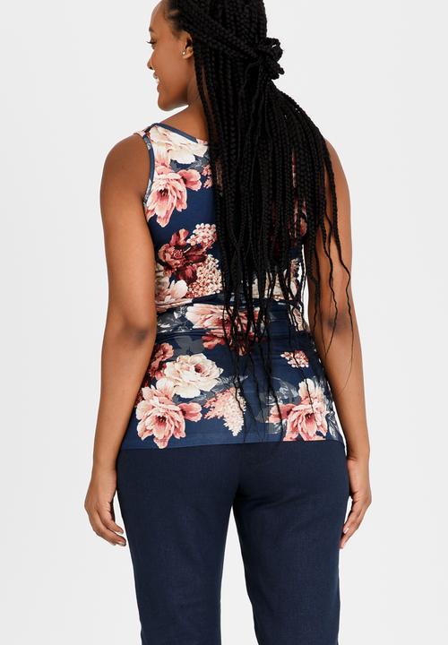 Cherry Melon - Printed Tank with Side Detail Floral