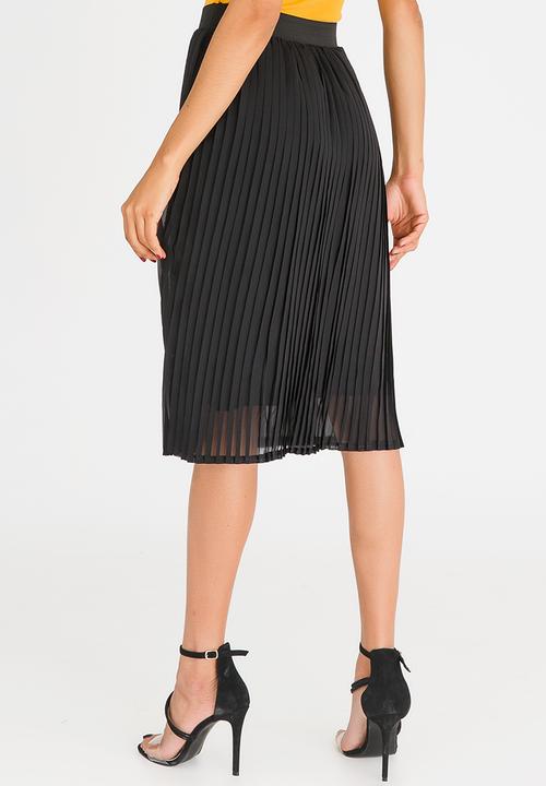 STYLE REPUBLIC - Pleated Midi Skirt Black