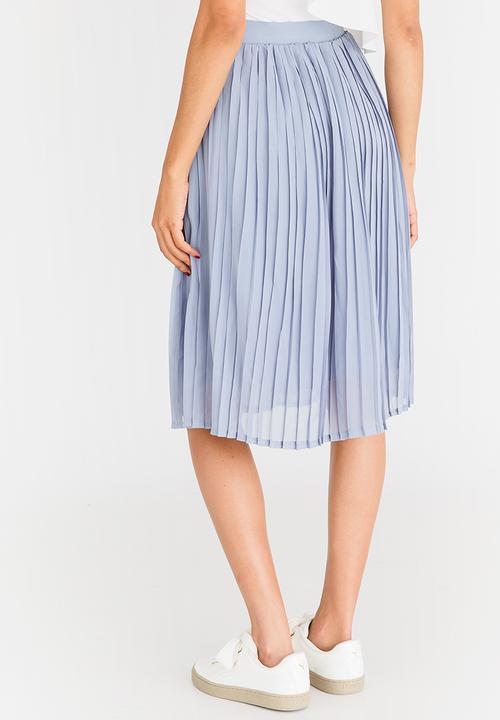 STYLE REPUBLIC - Pleated Midi Skirt Pale Blue