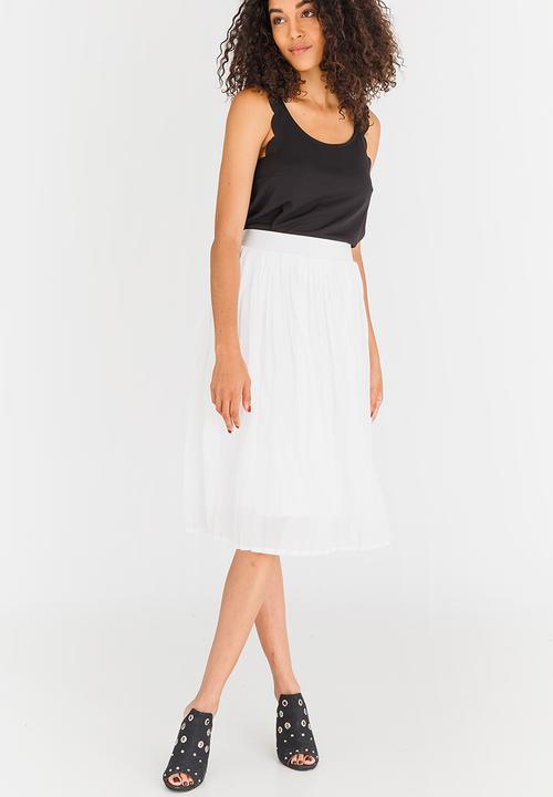 STYLE REPUBLIC - Pleated Midi Skirt Cream