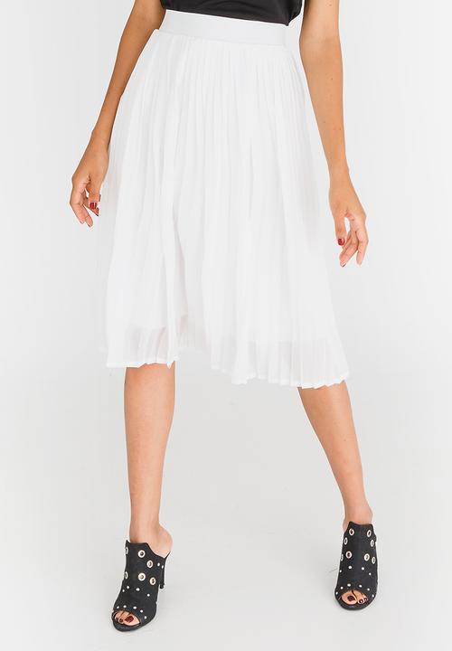 STYLE REPUBLIC - Pleated Midi Skirt Cream
