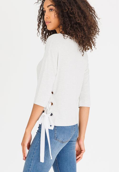 STYLE REPUBLIC - Lace-up T-shirt Grey