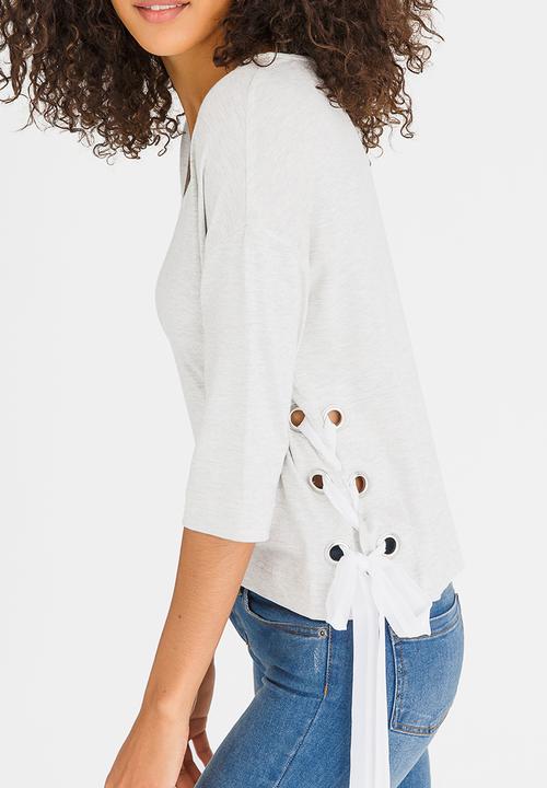 STYLE REPUBLIC - Lace-up T-shirt Grey