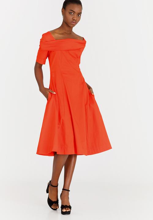 Leigh Schubert - Monarch Fit and Flare Dress Orange