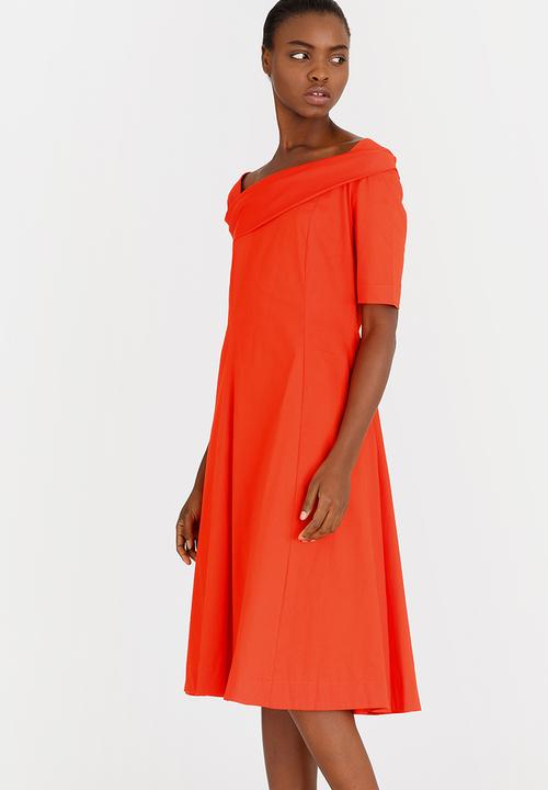Leigh Schubert - Monarch Fit and Flare Dress Orange