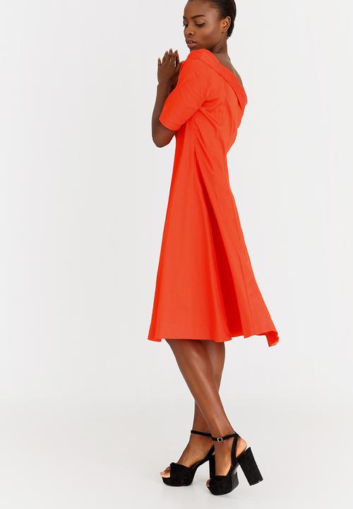 Leigh Schubert - Monarch Fit and Flare Dress Orange