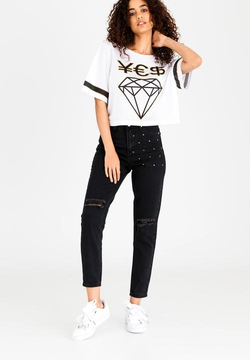 Brave Soul - Mesh Tee with Print White
