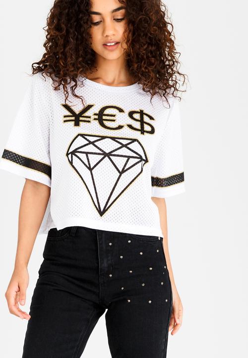 Brave Soul - Mesh Tee with Print White