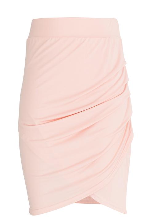 Rebel Republic - Bodycon Skirt with Side Pleats Mid Pink