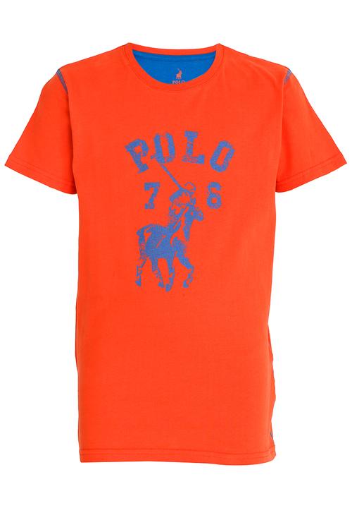 POLO - Distressed Print Crew Neck Orange