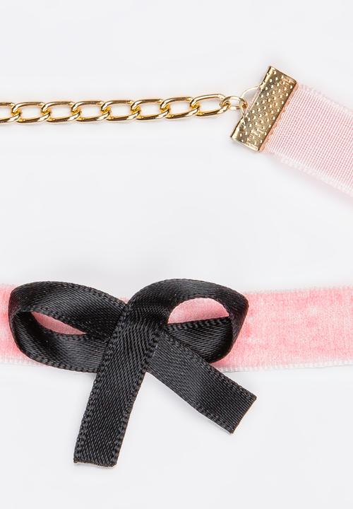 Jewels and Lace - Bow Chocker Mid Pink