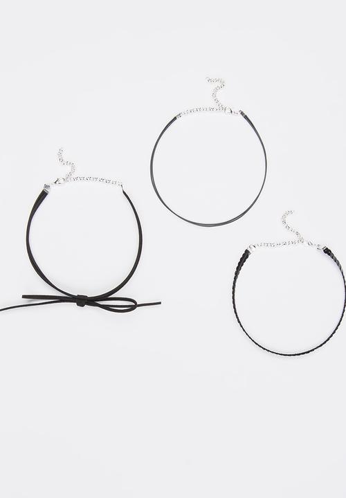 Jewels and Lace - Choker Set 3 Pack Black