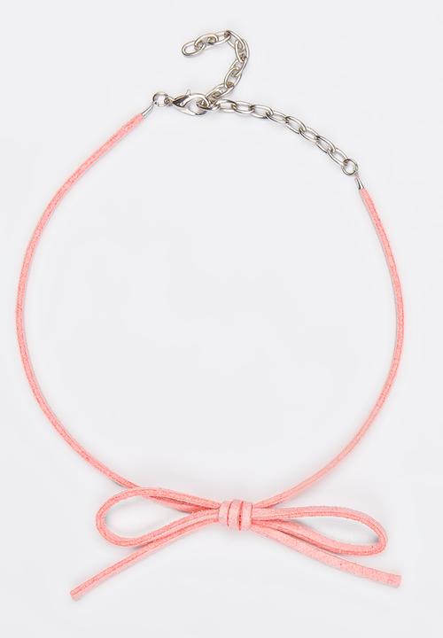 Jewels and Lace - Velvet Bow Choker Mid Pink