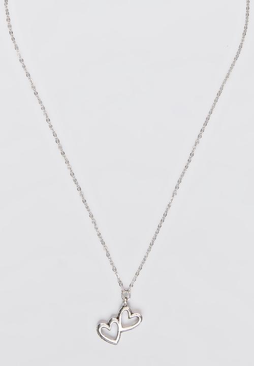 Jewels and Lace - Double Love Necklace  Silver