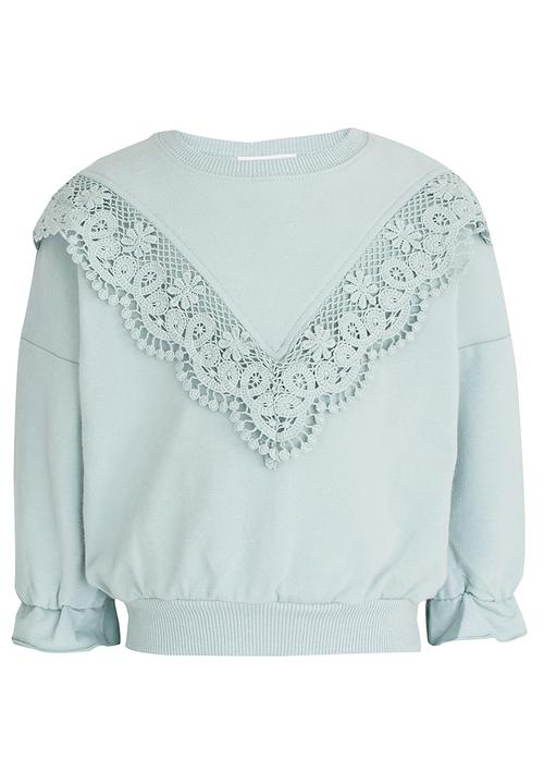 Pop Candy - Lace Trim Sweater Mint