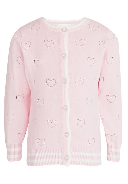 Pop Candy - Heart Pointelle Cardigan Pale Pink