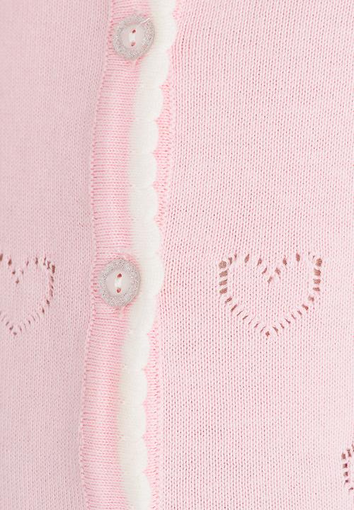 Pop Candy - Heart Pointelle Cardigan Pale Pink