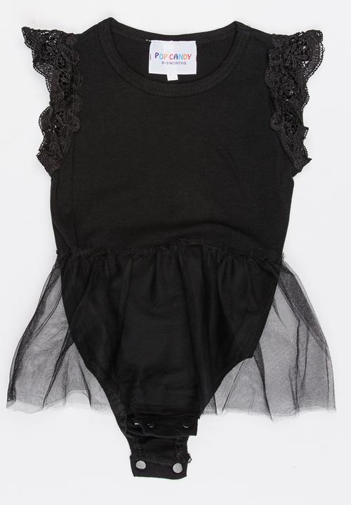 Pop Candy - Sleeveless Tulle Romper Black