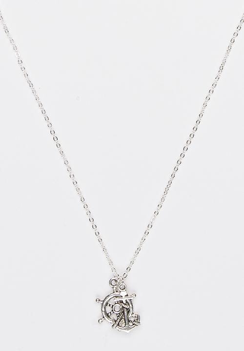 Jewels and Lace - Anchor and Wheel Charm Necklace Silver