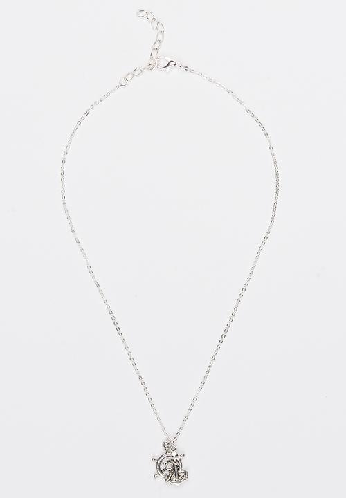 Jewels and Lace - Anchor and Wheel Charm Necklace Silver