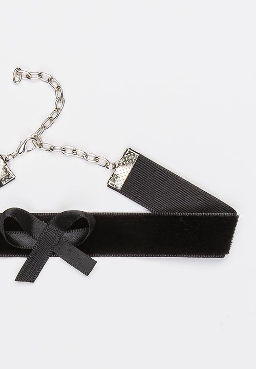 Jewels and Lace - Velvet Bow Choker Black